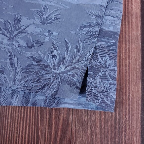 Kahala Mens Large Blue Aloha Hawaiian Palm Tree Island Scenic SS Camp Shirt - Picture 7 of 13